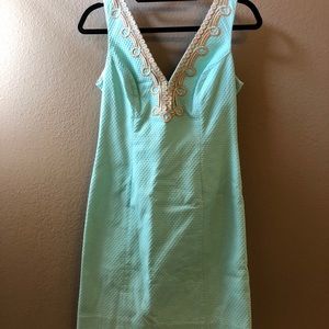 Lilly Pulitzer turquoise and gold dress, size 4